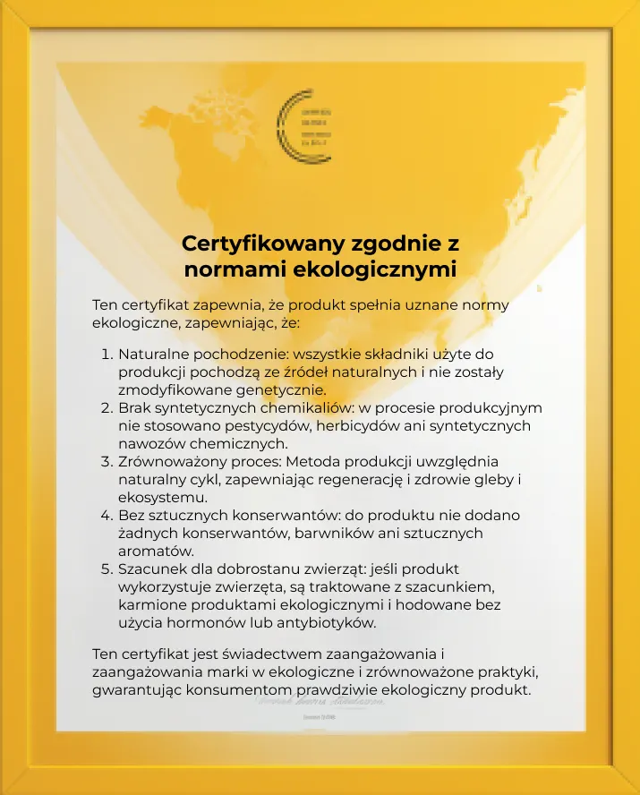 certyfikat zgodności ze standardami organicznymi